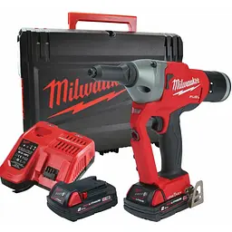 Заклепник акумуляторний безщітковий MILWAUKEE M18 ONEFPRT-202X, діаметр заклепок 4,8-7,0мм (зарядний.пристрій М12-18 FC, 2 аку