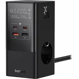 Мережевий зарядний пристрій Baseus GaN PowerCombo Tower Digital PowerStrip 35W Black E00023606113-00 [150724] - мініатюра 2