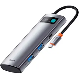 USB-хаб Baseus Metal Gleam Series 7-in-1 Multifunctional Type-C HUB Gray (WKWG020113) [72632] - мініатюра 1