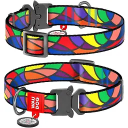 Нашийник для собак Waudog Nylon Вітраж, з QR паспортом, металева пряжка-фастекс, M, 24-40х2 см - мініатюра 3