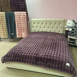 Покривало "Кролик" лілового м’яке велюрове покривало 2,20 × 2,40 м для ліжка