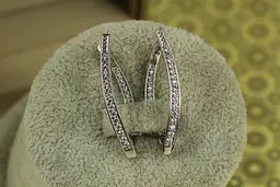 Сережки Xuping Jewelry овальні дужки 3 см сріблясті - мініатюра 2