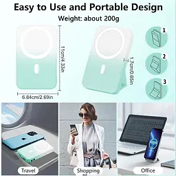 Портативний ЗП Power Bank JJT-A27-1 Gradient PD20W+QC 22.5W з БЗП 10000 mAh White / Green - мініатюра 3