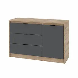 Комод із дверима та трьома ящиками Еверест Сіті-1150 115.2х38х74.6 см Дуб сонома/Графіт (DTM-071099) - мініатюра 3
