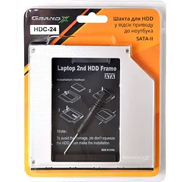 Фрейм-перехідник Grand-X HDD 2.5'' to notebook 9.5 mm ODD SATA/mSATA (HDC-24) - мініатюра 3