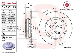 Диск тормозной вентилируемый Toyota Supra, BMW 6, 5, 4, X4, 3, X5 15-25г Brembo ( 09.D902.13 )