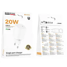 МЗП Borofone BA103A Pudding PD20W (1USB-C) White - мініатюра 4