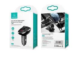 FM-трансмітер USAMS CC115 C21 Dual USB 3.4A Digital Display Wireless FM Car Charger Чорний - мініатюра 2