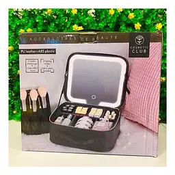 Косметичка-органайзер для косметики з LED дзеркалом Cosmetic Club, дорожній кейс для макіяжу з підсвіткою Чорний - мініатюра 4