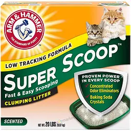 Бентонітовий наповнювач Arm & Hammer SUPER SCOOP 9.07 кг грудкується для котячого туалету ароматизований