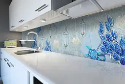 Кухонний фартух Ліхтарі вінілова наклейка ПВХ Абстракція квіти Блакитний 60х200 см Happy Pocket Z180715 - мініатюра 6