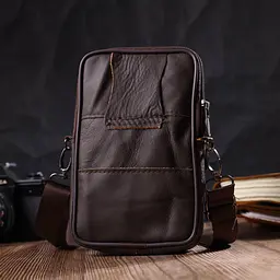 Сумка чоловіча на пояс із натуральної шкіри 21482 Vintage коричнева - мініатюра 9
