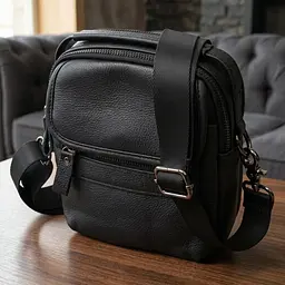 Практична чоловіча сумка на плече з натуральної шкіри Vintage 22247 чорна