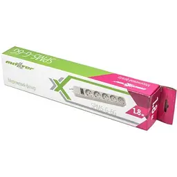 Мережевий фільтр живлення Maxxter (SPM5-G-6G) серый 1,8 м кабель, 5 розеток (SPM5-G-6G) - мініатюра 2