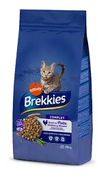 Сухий корм для котів Brekkies Cat Complet 15 кг. повноцінний раціон для дорослих кішок з рибою та куркою