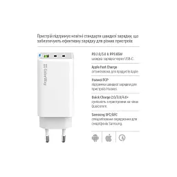 Зарядний пристрій ColorWay GaN Mini 65W PD Port PPS USB (USB-2C1A) white (CW-CHS058PD-WT) - мініатюра 9