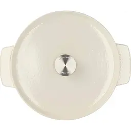 Каструля KitchenAid Cast Iron чавунна з кришкою 26 см 5.2 л мигдальний крем (CC006059-001) - мініатюра 2