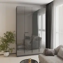 Шафа 4-дверна з антресоллю MebelStar Оскар Gloss BL-B, блок шухляд 160x52x260 см Антрацит/Антрацит (MBS-5523)