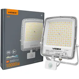 LED прожектор Videx F5 100W 3000-5000-6500K з датчиком руху 230V білий (VL-F5-100CW-S) - мініатюра 13