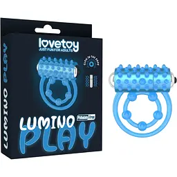 Подвійне кільце для пеніса з вібрацією Lovetoy Lumino Play блакитний
