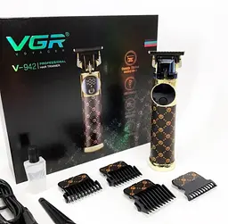 Акумуляторний тример VGR V-942 універсальний тример для стрижки чоловіків із 4 насадками й дисплеєм Коричневий з Чорним - мініатюра 7