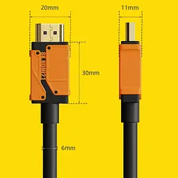 Кабель Hagibis HM04 HDMI to HDMI 2.1 3m Black/Orange (606539) [136953] - мініатюра 4