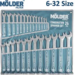 Набір ключів комбінованих ріжково накидних MOLDER 6-32 мм 26 шт Оригінал (MT58126)