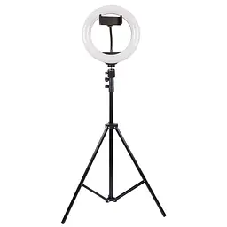 Кільцева світлодіодна LED лампа Arc Ring 10" + tripod 2.1m Black - мініатюра 2