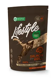 Сухий беззерновий корм для стерилізованих котів з лососем Nature's Protection Lifestyle Salmon Sterilised, 400г