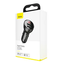 Автомобільний зарядний пристрій BASEUS Digital Display Dual USB 4.8 A 24 W (CCBX-0G) з екраном темно-сіре - мініатюра 4