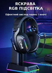 Бездротові ігрові навушники Onikuma GT808 геймерська Bluetooth гарнітура з мікрофоном та RGB Black (19118) - мініатюра 10