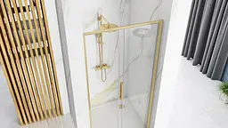 Душові двері Rea Rapid Slide 120 brashed gold REA-K4709, прозорий, золотий - мініатюра 4