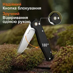 Ніж складаний туристичний Ruike P873-MB, (8.8 см)14C28N / G10 чорний - мініатюра 22