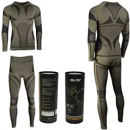 Термобілизна тактична Mil-Tec Еластична Олива UNKTIONSUNTERWÄSCHE PERFORMANCE OLIV 11225001 2XL-3XL