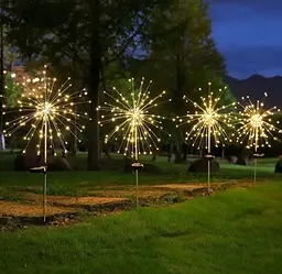 Ліхтар садовий Феєрверк газонний на сонячній батареї, 90 led, 8 режимів (2 шт. у комплекті)
