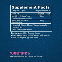 Бета-Глюкан з грибним порошком Майтаке Haya Labs Beta Glucans 100 мг 90 капсул - мініатюра 3