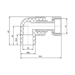 Кутник PPR з накидною гайкою Blue Ocean 25х3/4", 90 ° ВР з шторним латунним SD00010057