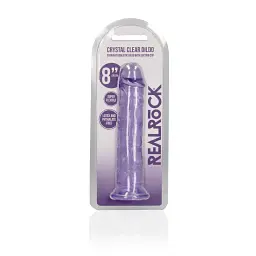Фалоімітатор RealRock Crystal Clear 8'' 22 см (фіолетовий) - мініатюра 4