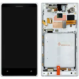 Дисплей Nokia 830 Lumia чорний, оригінал PRC, з рамкою сріблястого кольору