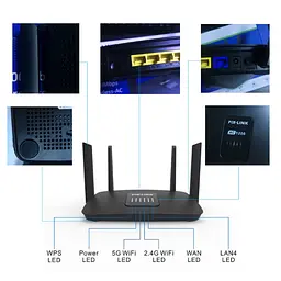 Маршрутизатор WI-FI роутер Pix-Link LV-AC06 дводіапазонний 4 антени 5 ГГц Black (17611) - мініатюра 4