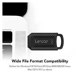 USB флеш накопичувач Lexar 64GB JumpDrive V400 Black USB 3.0 (LJDV400064G-BNBNG) - мініатюра 6