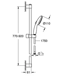 Душовий гарнітур Grohe Tempesta 2 режими струменя 110 26163003, Хром - мініатюра 7