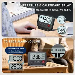 Годинник Xerteam Flip Clock портативний цифровий з РК-дисплеєм календарний таймер температури підсвічування 12/24H - мініатюра 4
