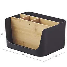 Органайзер для дрібниць МВМ My Home Scandinavia 17х13.5х9.5 см чорний (FH-44 BLACK/WOOD) - мініатюра 2