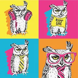 Полотно на картоні з контуром Rosa Start Pop Art Owl 30х30 бавовна акрил - мініатюра 2