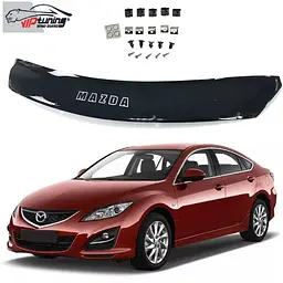 Дефлектор капоту мухобійка для Mazda 6 2008-2012 Євро Кріплення (Vip Tuning)