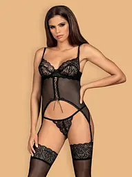 Корсет і стрінги Obsessive Contica L/XL чорний - мініатюра 3