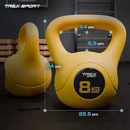 Гиря вінілова 8кг Trex Sport TX-008CKB жовта - мініатюра 18