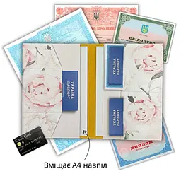 Органайзер для документів А5 рожевий, папка з півоніями - мініатюра 3