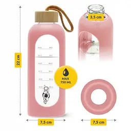 Пляшка для води спортивна 4FIZJO 750 мл скляна Pink (P-5905973404204) - мініатюра 7